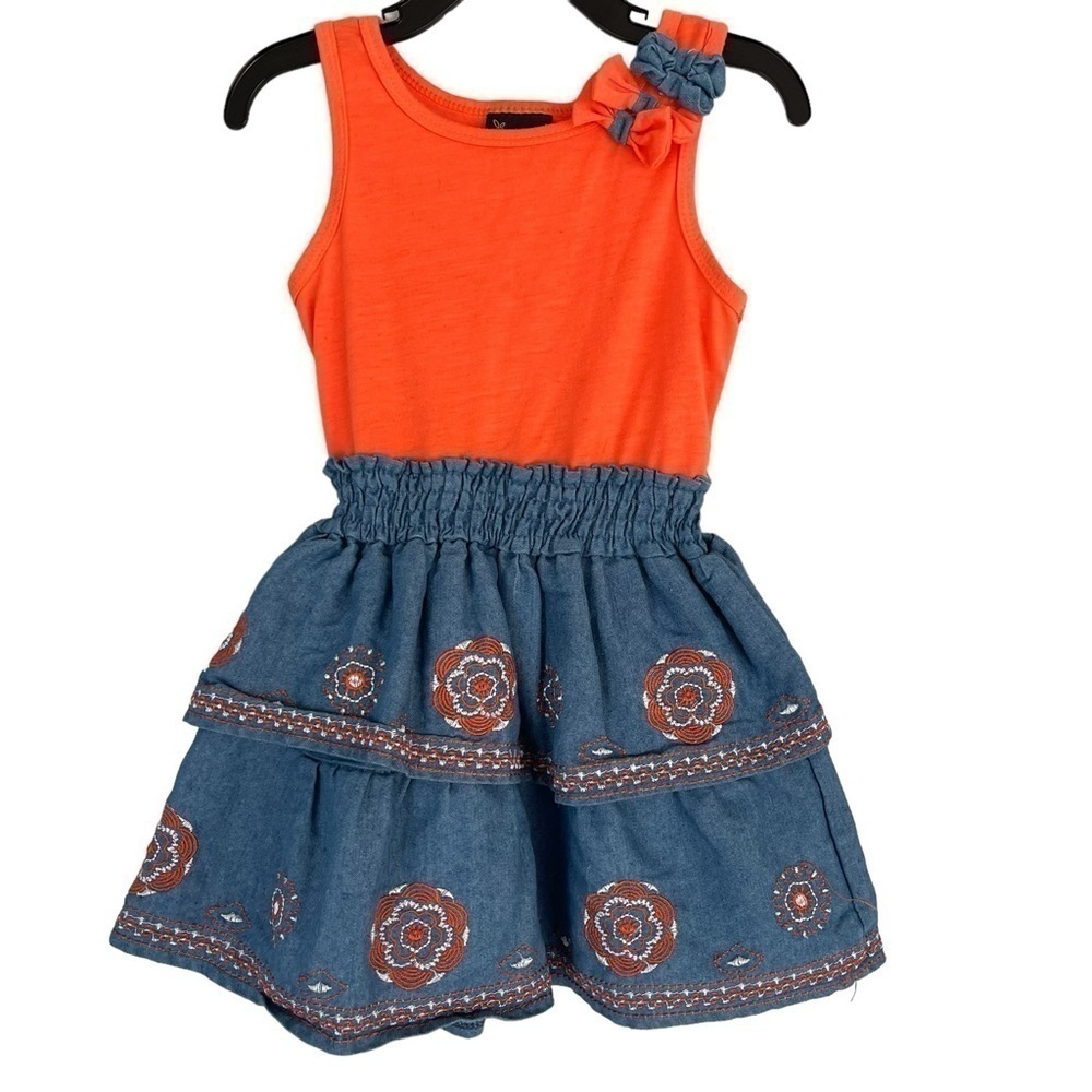 Sweet & Soft Paris Tiered Pinafore Embroidered Cotton Dress Size 3T